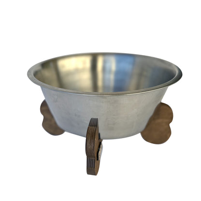 Bone Appétit Elevated Large Dog Bowl – Wooden Bone Legs & Heavy-Duty Stainless Steel Basin