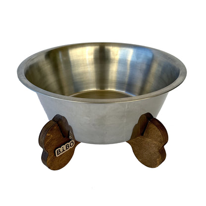 Bone Appétit Elevated Large Dog Bowl – Wooden Bone Legs & Heavy-Duty Stainless Steel Basin