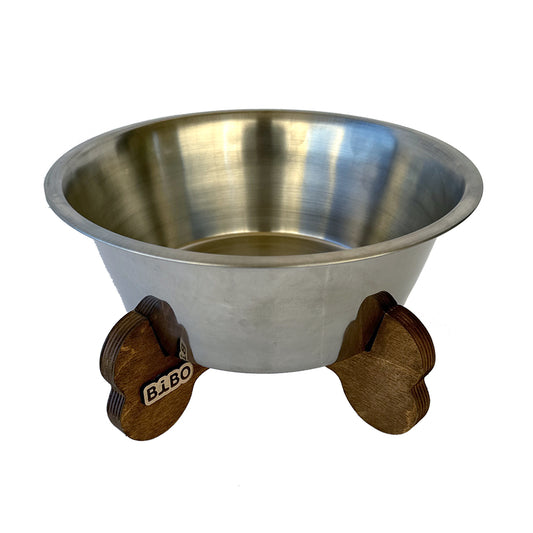 Bone Appétit Elevated Large Dog Bowl – Wooden Bone Legs & Heavy-Duty Stainless Steel Basin